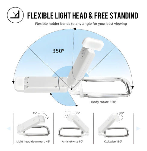 Lampara De Lectura Para Libro Luz Led Clip Blanco
