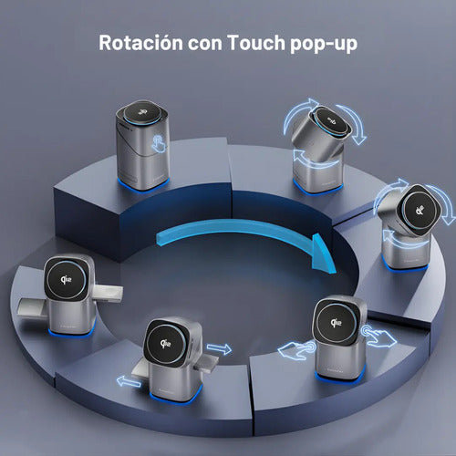Base Cargador Inalámbrico 3 En 1 Rotacion 360 Para iPhone Gris