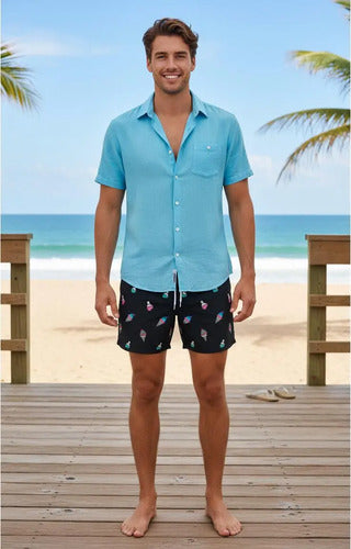 Short Baño Hombre Hollister Con Estampado