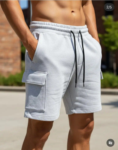 Short De Jogging Hollister Estampado Vertical Beige L