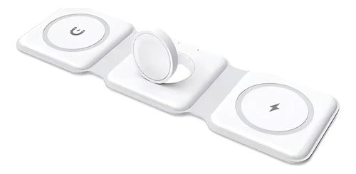 Cargador Plegable 3 En 1 Celular Reloj Auricular Para Apple Blanco