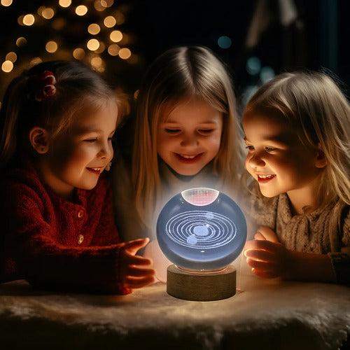 Lampara Veladora Bola Cristal Color Luz Led 3d Usb Galaxia