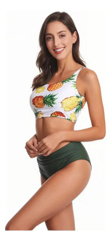 Bikini Zaful Parte Top Estampado Anana Baño Playa Nuevo Blanco Xl