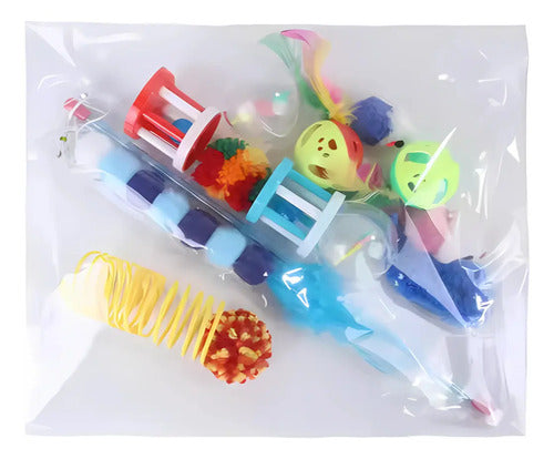 Pack 14 Juguetes Para Gatos Y Gatitos Varita Pelotita Raton Multicolor