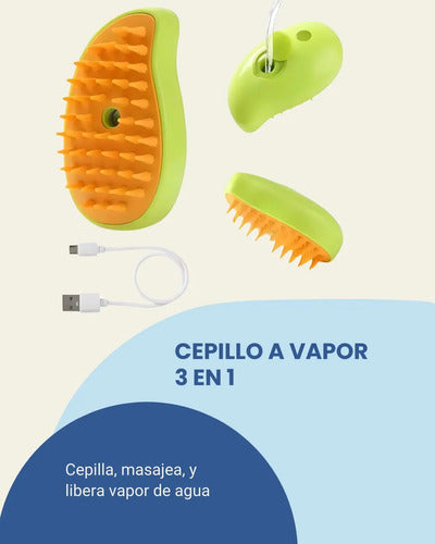 Peine Cepillo A Vapor 3 En 1 Perro Gato Cachorro Masaje Usb