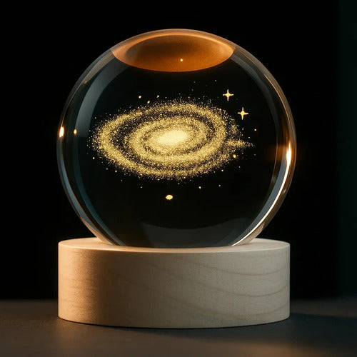 Lampara Veladora Bola Cristal Luz Led 3d Usb Galaxia Galaxia
