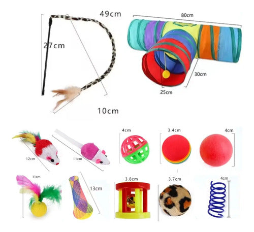 Pack 22 Juguetes Para Gatos Y Gatitos Túnel Rascador Varita Azul
