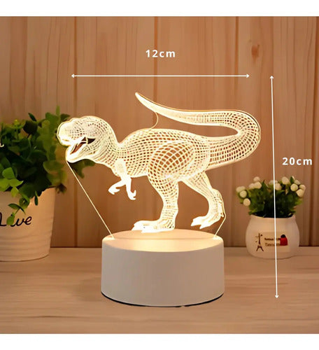 Lampara Veladora Dinosaurio Luz Led 3d Para Niños