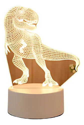 Lampara Veladora Dinosaurio Luz Led 3d Para Niños