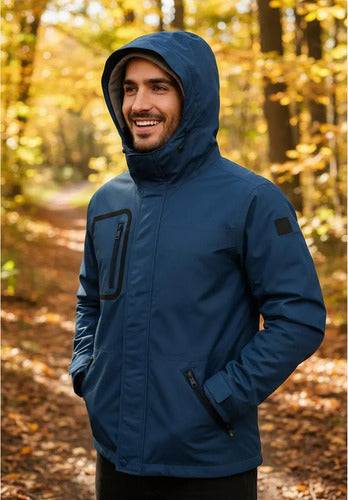 Campera Chaqueta Sobretodo Impermeable Hollister Azul M