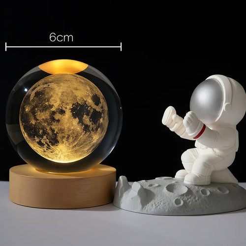 Lampara Veladora Bola Cristal Luz Led 3d Usb Galaxia Luna
