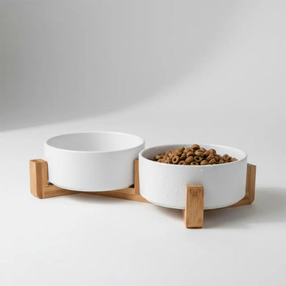 Plato De Ceramica Doble Con Soporte Para Mascota Perro Gato