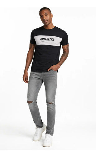 Pack 5 Remeras Hollister Lisas Con Logo Blanco S Liso