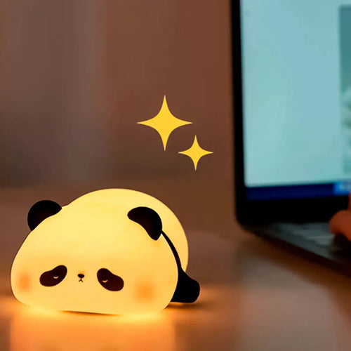 Luz Veladora De Noche Panda De Silicona Blanco