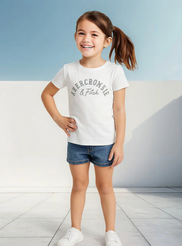 Remera Abercrombie Kids Nena Niña Nueva Moderna Blanco 5/6
