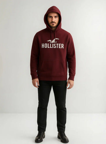 Canguro Hollister Estampado Clasico  Xs Bordó
