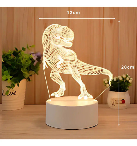 Lampara Veladora Dinosaurio Luz Led 3d Para Niños