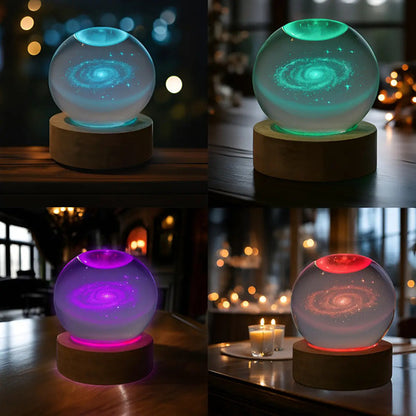 Lampara Veladora Bola Cristal Color Luz Led 3d Usb Galaxia