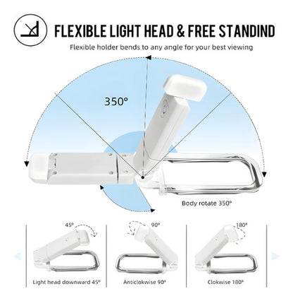 Lampara De Lectura Para Libro Luz Led Clip Blanco