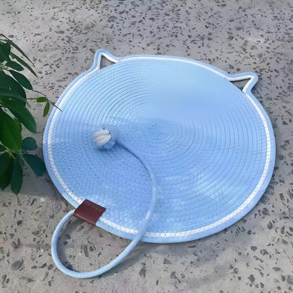 Alfombra Para Mascota Gato Rascador Con Pelotita Pelota Celeste