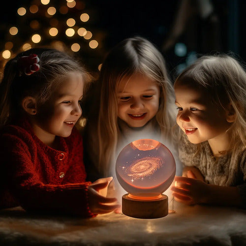 Lampara Veladora Bola Cristal Color Luz Led 3d Usb Galaxia