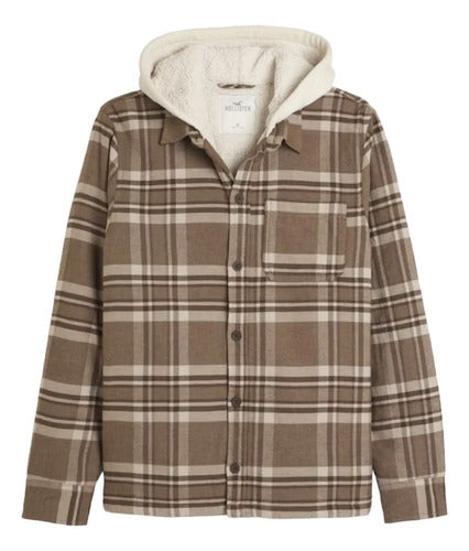 Chaqueta Hollister Tipo Camisa De Franela Con Forro De Polar Beige S