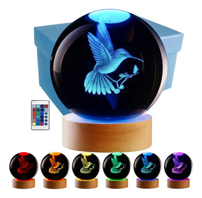 Lampara Veladora Bola Cristal Color Luz Led 3d Usb Galaxia