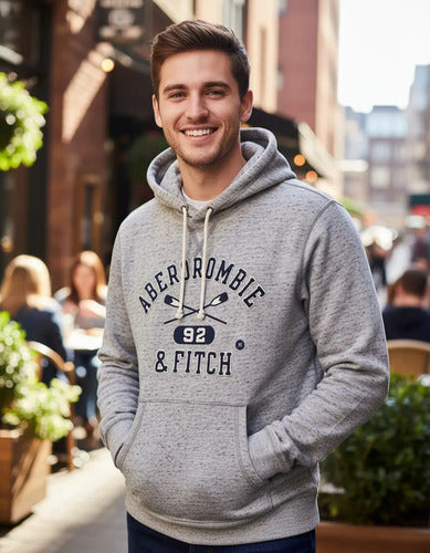 Canguro Abercrombie And Fitch Logo Paletas Abrigado Nuevo Xs Gris