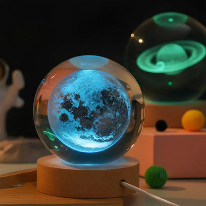 Lampara Veladora Bola Cristal Color Luz Led 3d Usb Galaxia