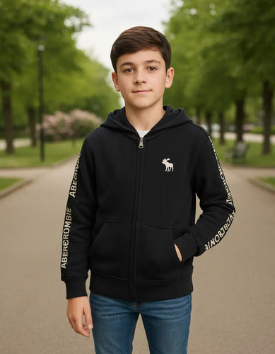 Hoodie Para Niño Abercrombie Kids Con Cierre Y Capucha