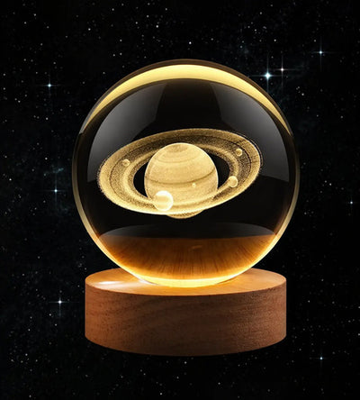 Lampara Veladora Bola Cristal Luz Led 3d Usb Galaxia Saturno