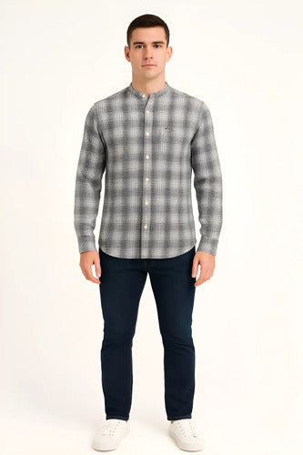 Camisa Hollister By Abercrombie Cuello Mao Abrigada Azul Claro Rayas M