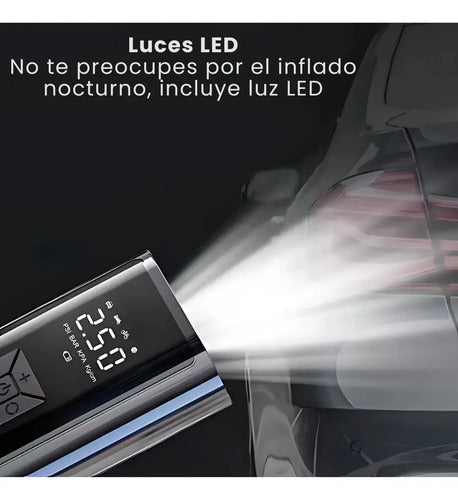 Inflador Compresor Portátil Cargador Para Auto Rueda Negro