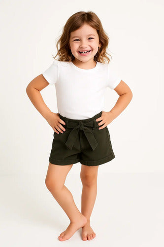 Short Para Niña Nena Abercrombie Kids Nuevo Comodo Moderno Verde Liso 5/6