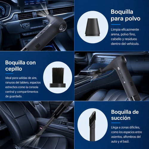 Sopladora Aspiradora Inalámbrica 2 En 1 Pc Auto 130000 Rpm Negro