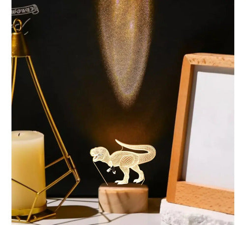 Lampara Veladora Dinosaurio Luz Led 3d Para Niños