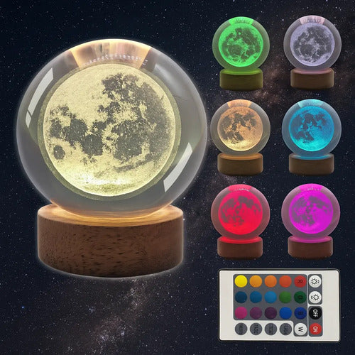 Lampara Veladora Bola Cristal Color Luz Led 3d Usb Galaxia
