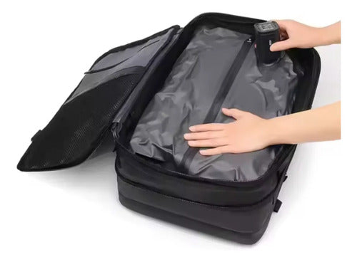 Mochila De Viaje Expandible Compresion Al Vacio Impermeable Negro
