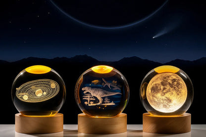 Lampara Veladora Bola Cristal Luz Led 3d Usb Galaxia Rex