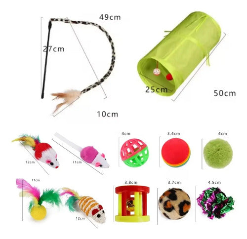 Pack 21 Juguetes Para Gatos Y Gatitos Túnel Rascador Varita