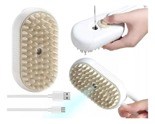 Peine Cepillo A Vapor 3 En 1 Perro Gato Cachorro Masaje Usb