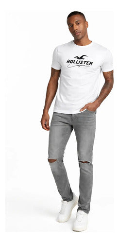 Pack 5 Remeras Hollister Lisas Con Logo Blanco S Liso