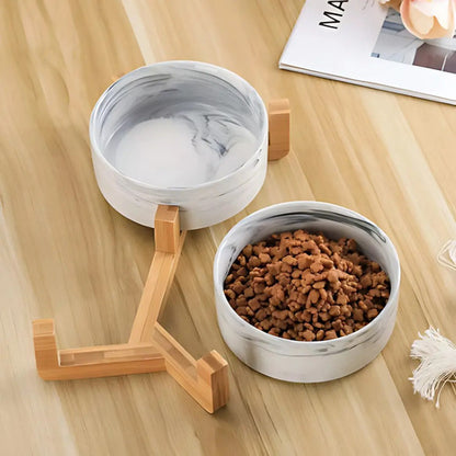 Plato De Ceramica Doble Con Soporte Para Mascota Perro Gato