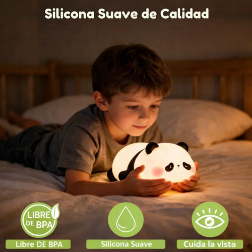 Luz Veladora De Noche Panda De Silicona Blanco
