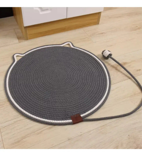 Alfombra Para Mascota Gato Rascador Con Pelotita Pelota Gris
