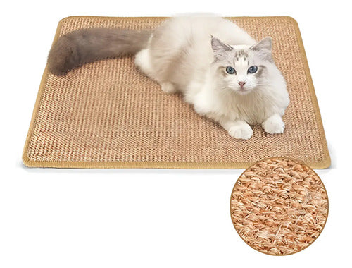 Alfombra Para Mascota Gato Rascador Con Pelotita Pelota Marrón