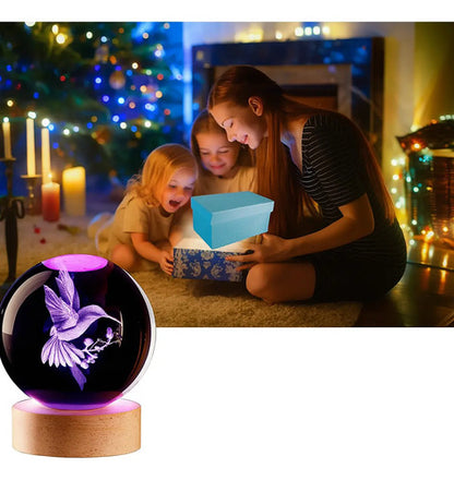 Lampara Veladora Bola Cristal Color Luz Led 3d Usb Galaxia