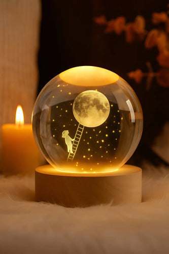 Lampara Veladora Bola Cristal Luz Led 3d Usb Galaxia Astronauta