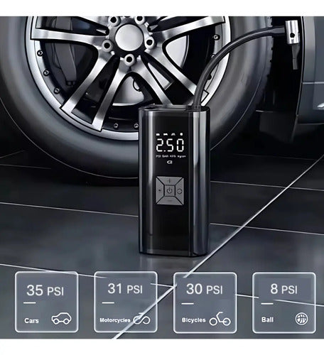 Inflador Compresor Portátil Cargador Para Auto Rueda Negro