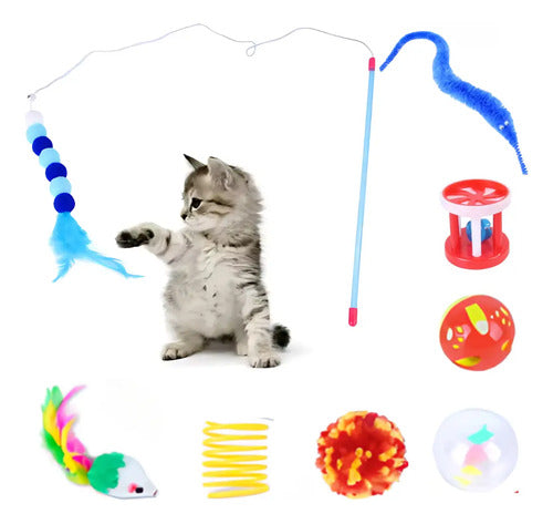 Pack 14 Juguetes Para Gatos Y Gatitos Varita Pelotita Raton Multicolor
